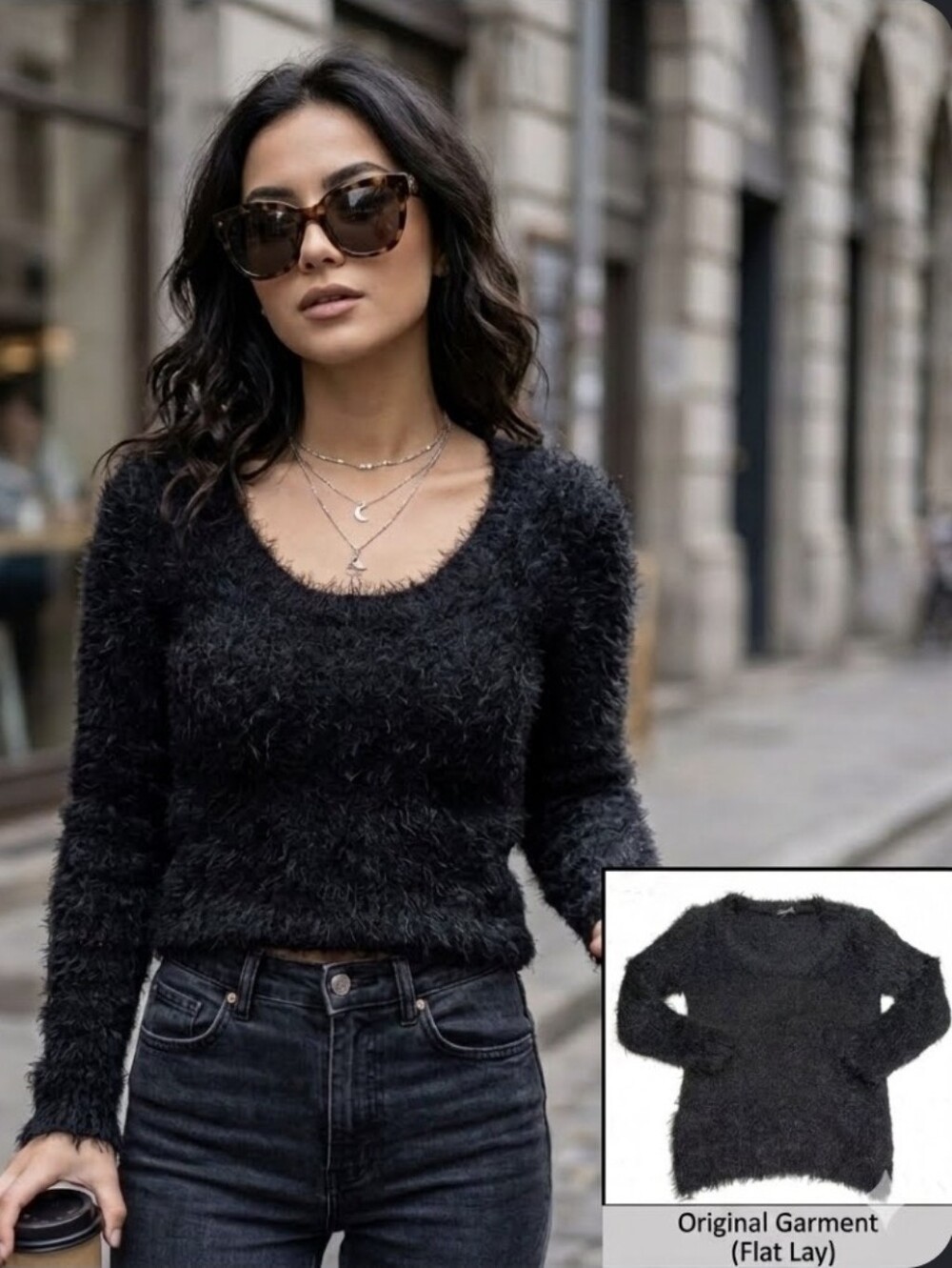 💙Wishful Park fuzzy sweater 3/4 sleeve black NEW! 🤍SMALL